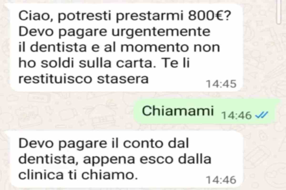 messaggio truffa via whatsapp